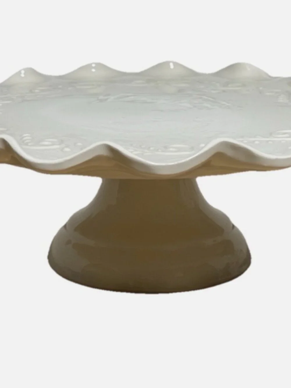 Majoliche Jessica Italian Cake Stand White Scalloped Pedestal 11.5